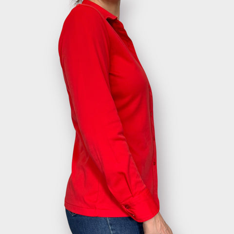 70s red polyester long sleeve blouse Size S/M
