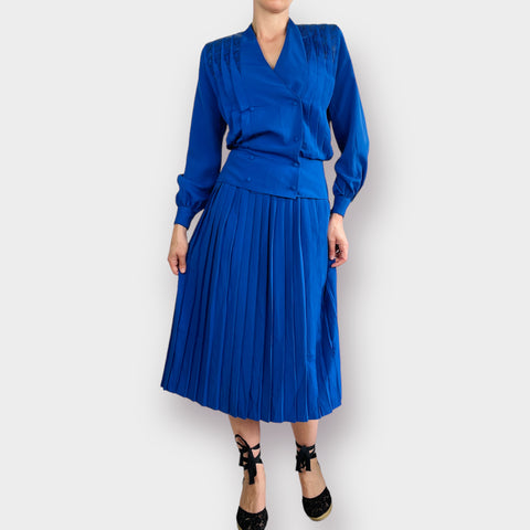80s Nilani Royal Blue Skirt Set