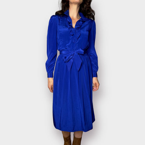 80s Mihang Long Sleeve Blue Dress