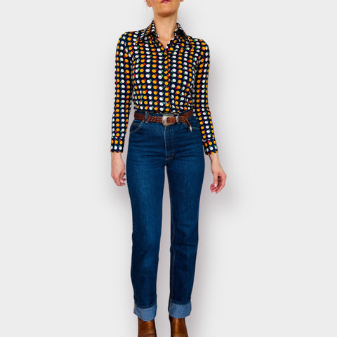 70s Lucky Pierre Polka Dot Blouse
