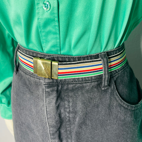 80s Rainbow Stretch Belt with Gold Clasp