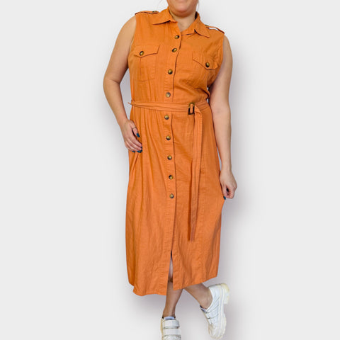 00s Avenue Orange Linen Blend Dress Size XL