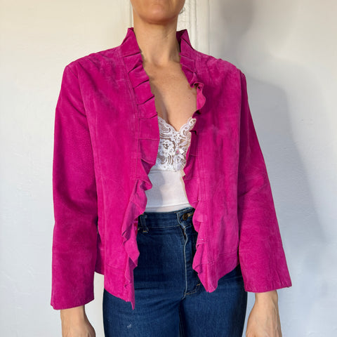 Y2K MetroStyle Pink Suede Jacket Size L