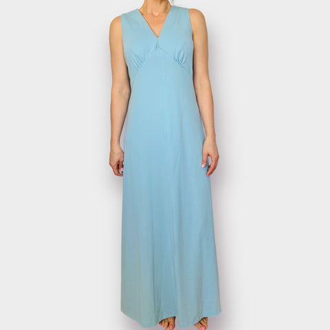 70s Montgomery Ward Blue Maxi Dress Size XL