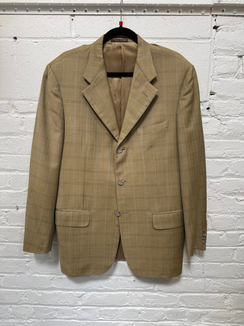 90s Corneliani Tan Plaid Blazer Size 40R