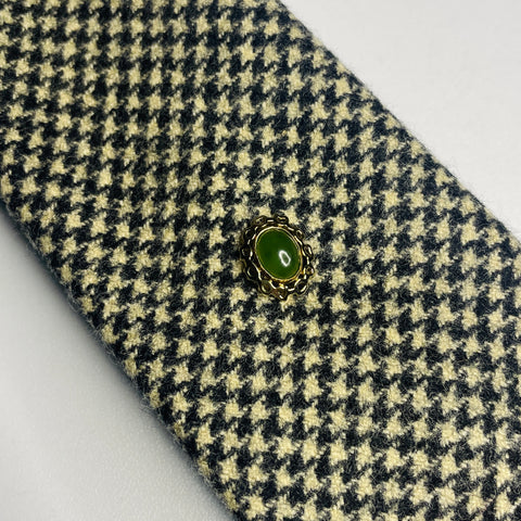 60s Gold Tone Tie Tack with Green Stone