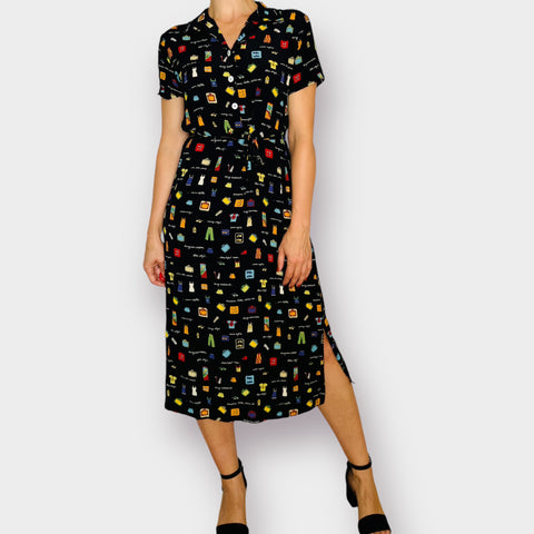 90s David Dart Black Blue Skies Dress