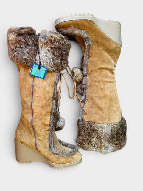 00s COACH Suede and Fur Boots Size 11