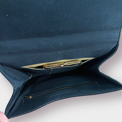 50s Koret Black Patent Handbag with Gold Jeweled Clasp