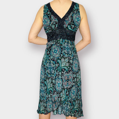 90s Dressbarn Teal Aqua Floral Dress