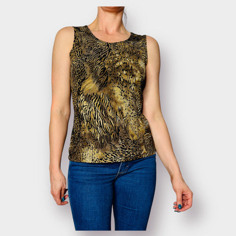 90s Notations Cat Print Textured Tank Size S/M