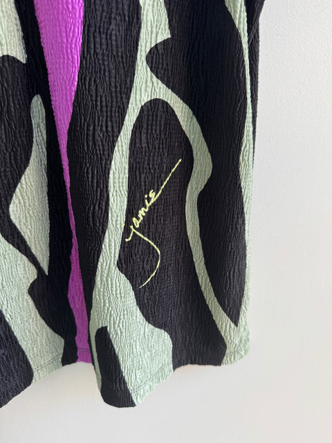 00s Jamie sadock black purple printed tank with zip Size L