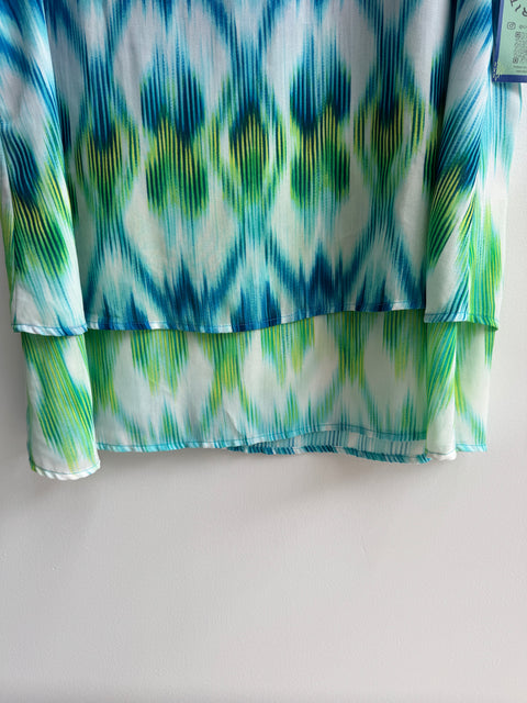 Y2K Roz & Ali teal green sleeveless blouse Size XL