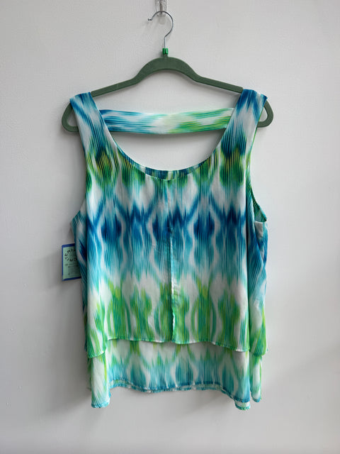 Y2K Roz & Ali teal green sleeveless blouse Size XL