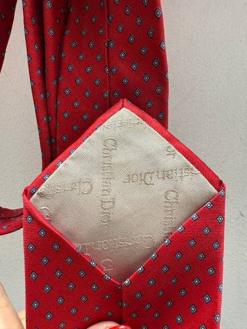 VTG Christian Dior Red Silk Tie