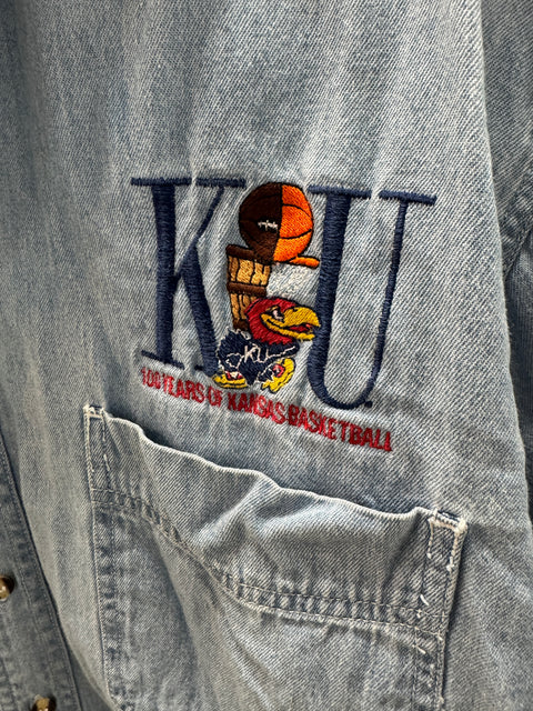 1998 KU Basketball Denim Shirt Size Medium
