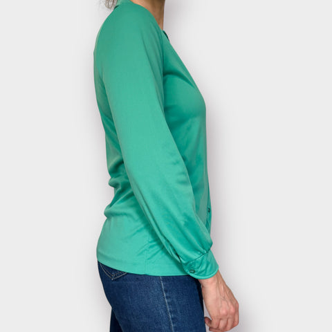 70s Catalina Green long sleeve blouse Size M