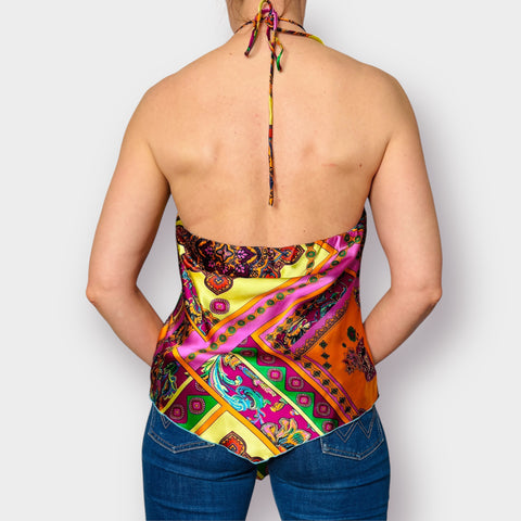 2000s Andrea Behar Silk Jeweled Top Size L