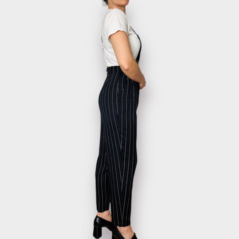 90s Joule Black Pinstripe Suspender Pants Size S/M