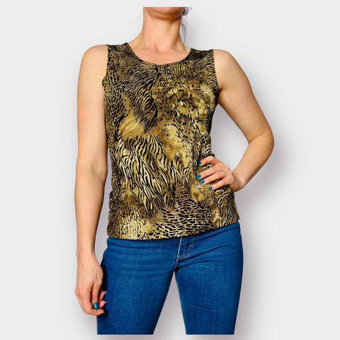 90s Notations Cat Print Textured Tank Size S/M