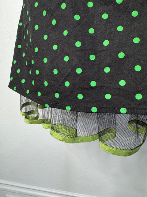 90s Pulse Black Lime Polka Dot Dress Size S