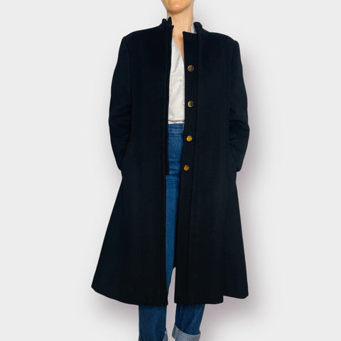 90s Harve Bernard Black Wool Overcoat