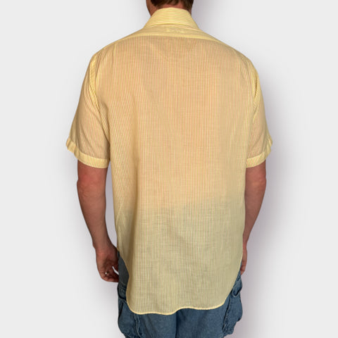 70s Croll & Keck Yellow Striped Button Front Size L