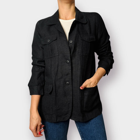 90s Harve Benard Linen Black Shaket Size L