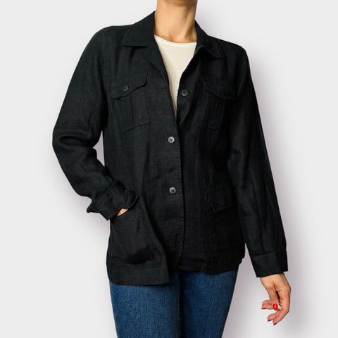 90s Harve Benard Linen Black Shaket Size L