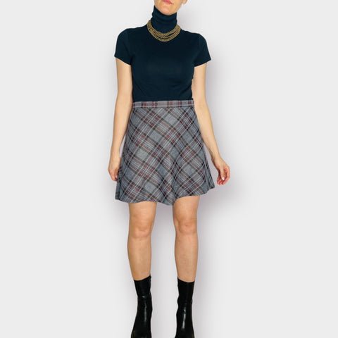 90s Cricket Lane Gray Plaid Mini Skirt