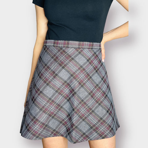 90s Cricket Lane Gray Plaid Mini Skirt