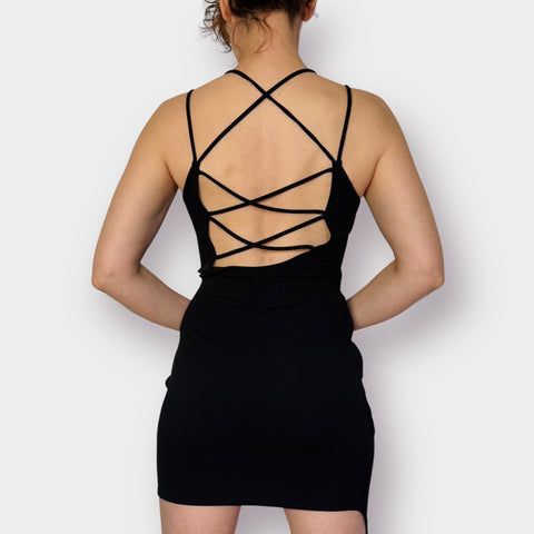 Y2K Steps NY Black Strapy Back Mini Dress Size M