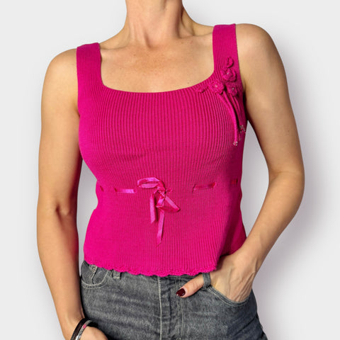 90s Kroshetta Pink Sweater Tank Size S