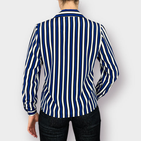 90s Leslie Fay Blue Striped Blouse Size M