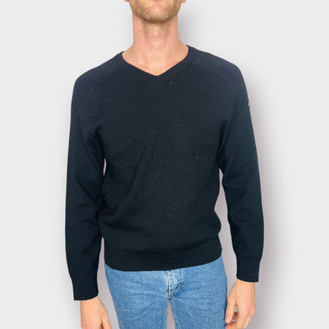 80s ROCKEE USA Black Wool V-neck Sweater