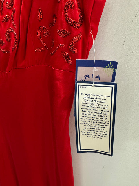 90s Bee Smart Dead Stock Red Gown Size S