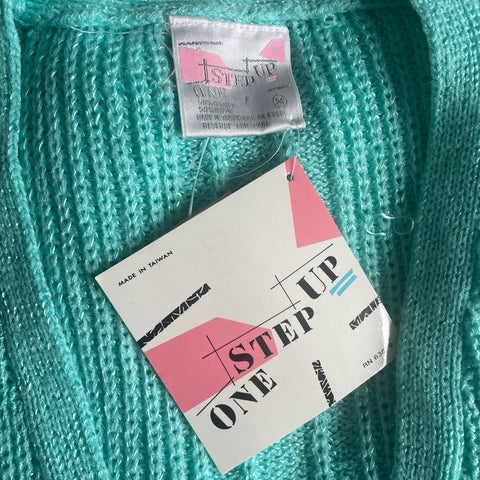 80s One Step Up Aqua Teal Sweater Vest