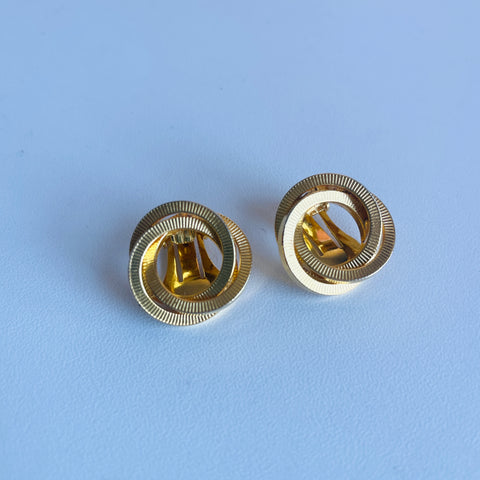 90s Gold Tone Twisted Stud Clip On Earrings