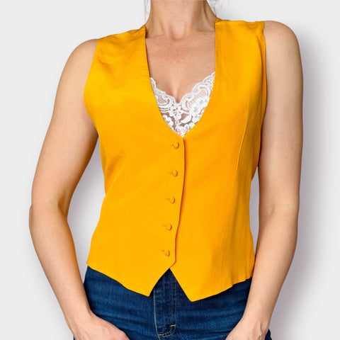 90s Spenser Jeremy Yellow Silk Vest Size M