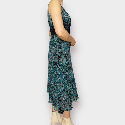 90s Dressbarn Teal Aqua Floral Dress