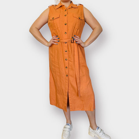 00s Avenue Orange Linen Blend Dress Size XL