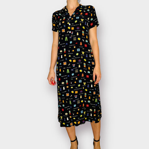 90s David Dart Black Blue Skies Dress