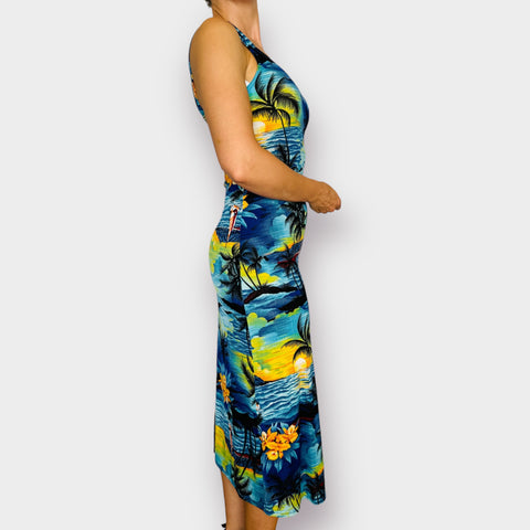 90s Beach Print Maxi Dress