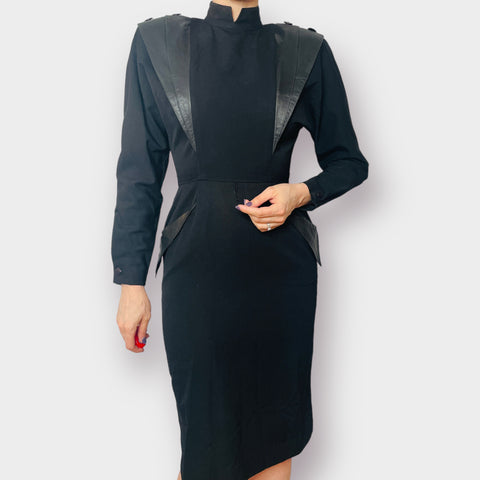 80s Giorgenti Wool and Leather Dress