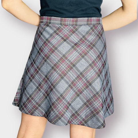 90s Cricket Lane Gray Plaid Mini Skirt