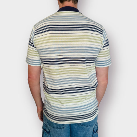 90s Navy Green Striped Polo Size L