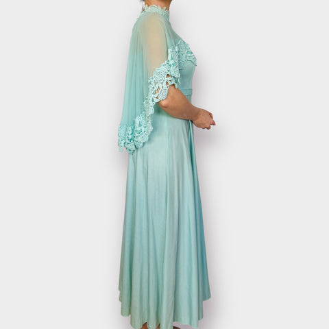 70s Marilyn Seafoam Maxi Dress Size S/M
