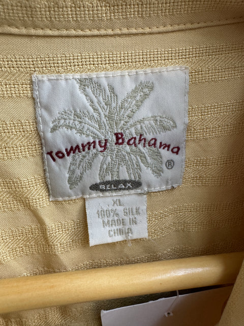 Tommy Bahama Butter Yellow Silk short sleeve camp shirt