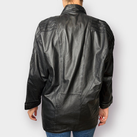 80s Avanti Black Leather Coat Size M