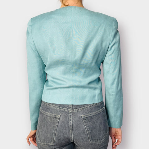 90s David Brooks Sage Blue Crop Blazer Size M